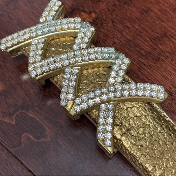 Vintage Metallic Gold Belt With Crystal XXX Buckle main image 15